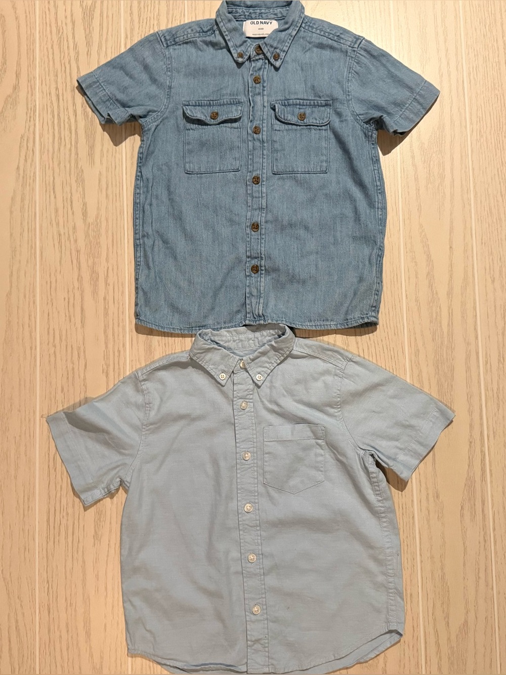 Old Navy Boys XS 5 Chambray Button Up Shirts Blue Lot 2 School